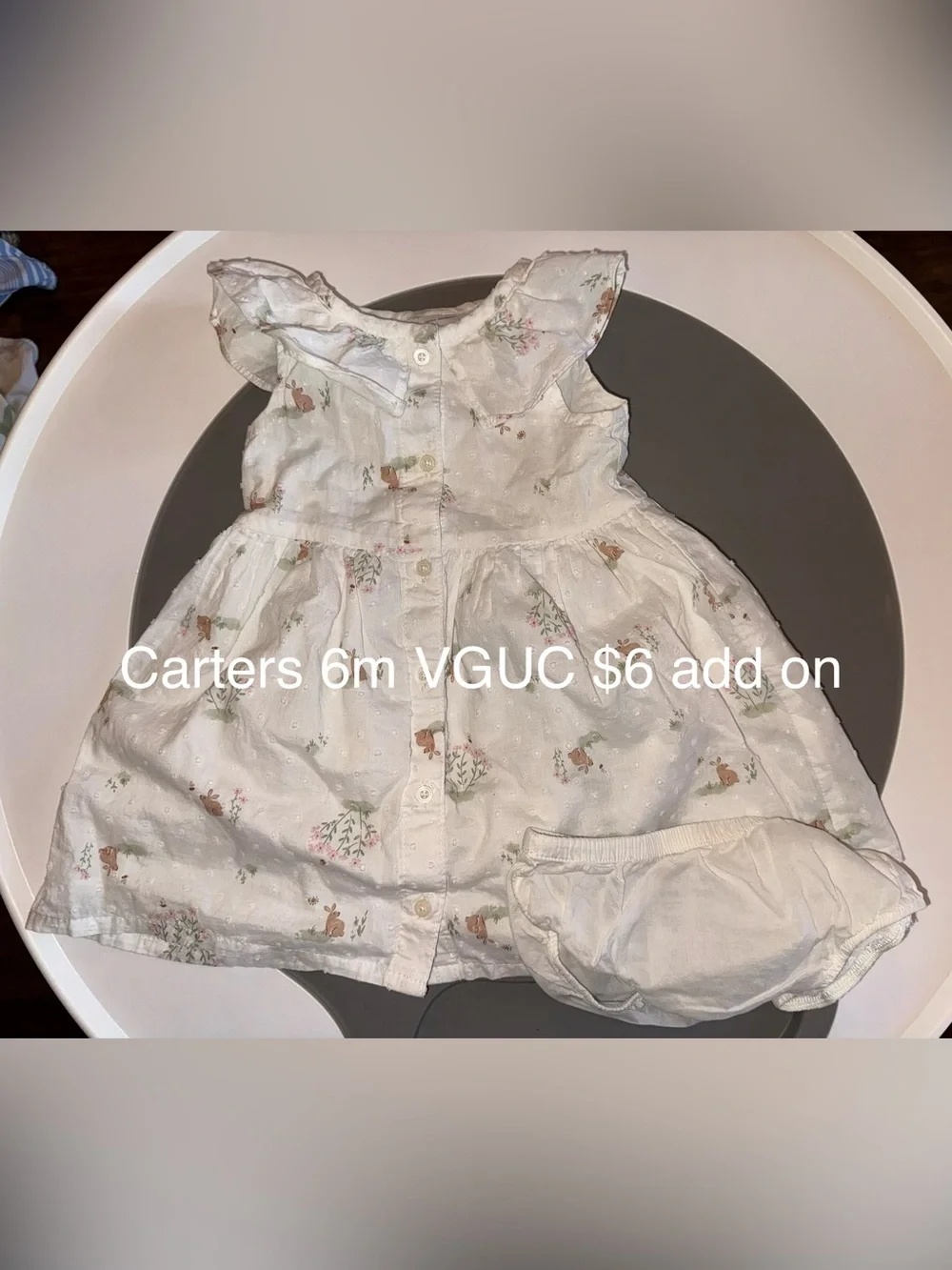 Carter's White Floral & Bunny Print Baby Dress